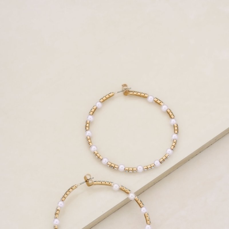 Shop Ettika A Mermaid's Pearl And Crystal Dotted 18k Gold Plated Hoop Earrings