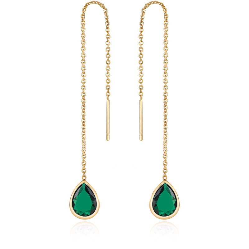 Ettika Barely There Chain And Crystal Dangle Earrings In Green