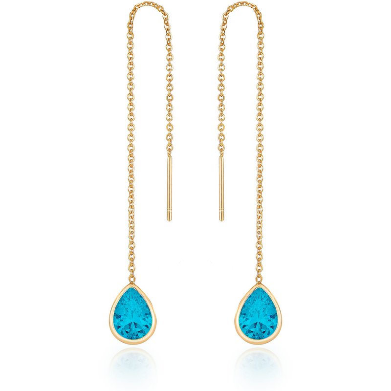 Shop Ettika Barely There Chain And Crystal Dangle Earrings In Blue