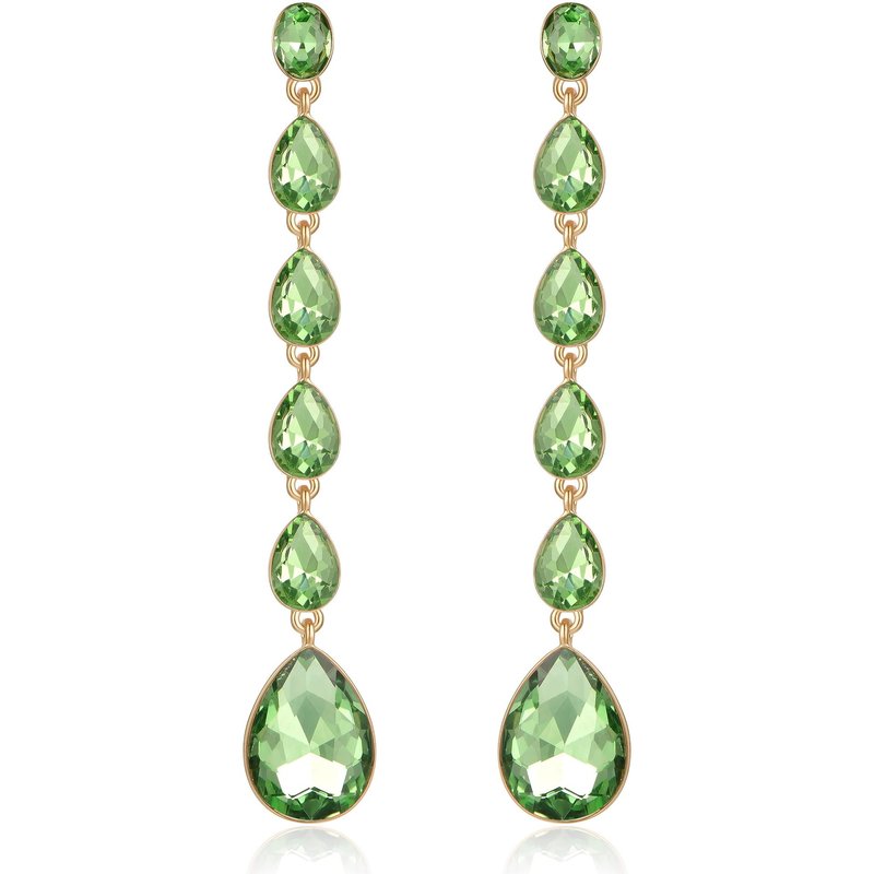 Ettika Black Crystallized Drop 18k Gold Plated Earrings In Green