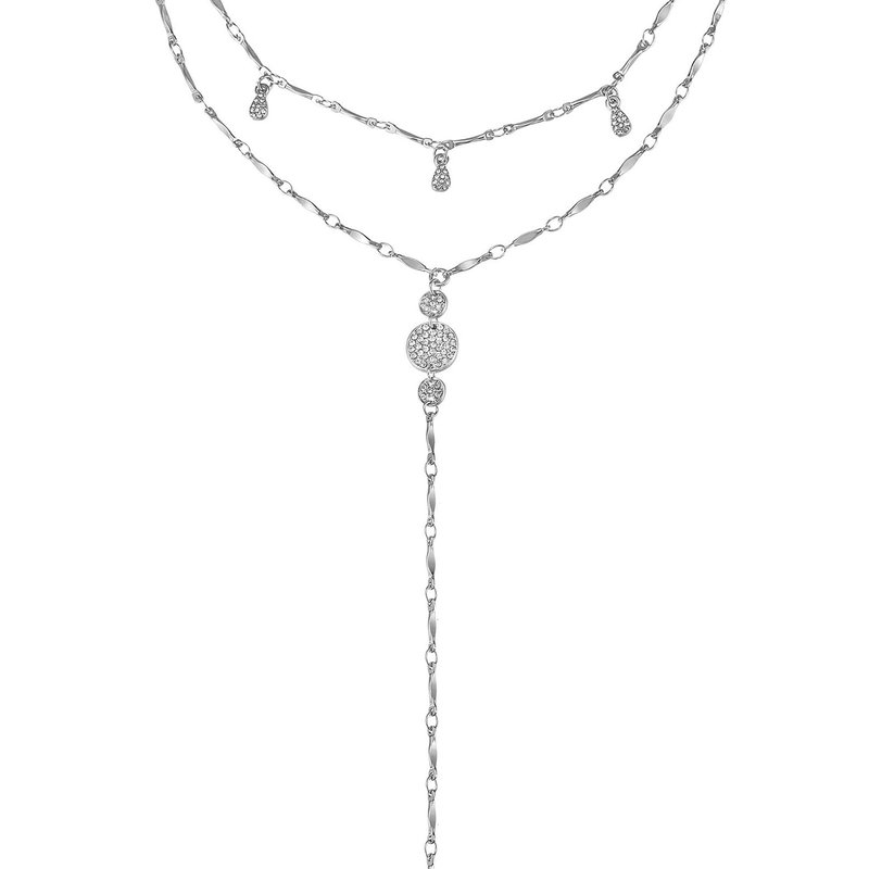 Ettika Carmine Layered Crystal Lariat Necklace In White