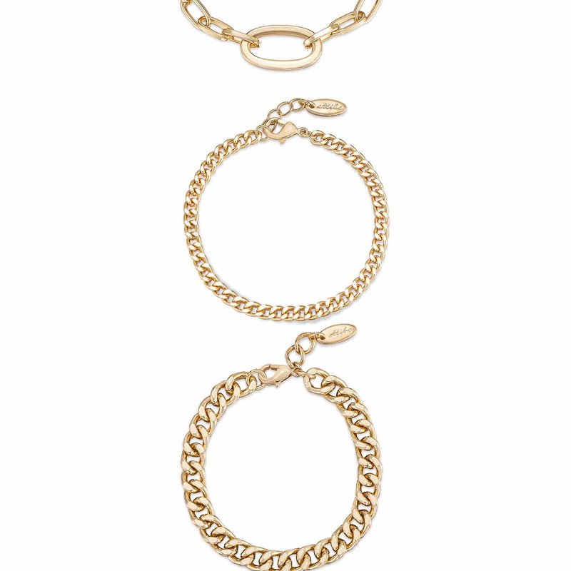 Ettika Chain Game 18k Gold Plated Bracelet Set Of 3