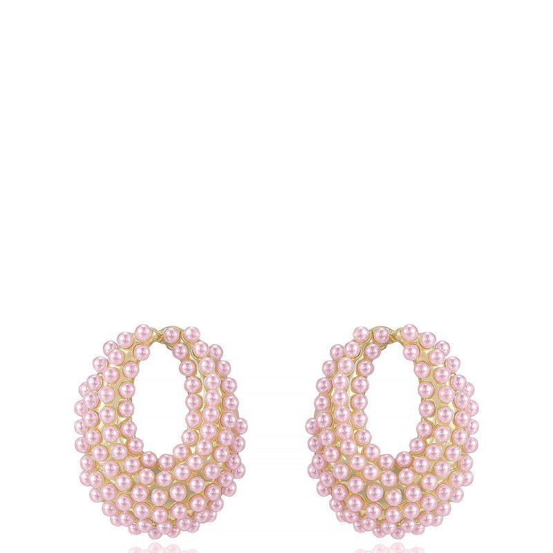 Shop Ettika Classic Pearl Cluster 18k Gold Plated Stud Earrings In Pink