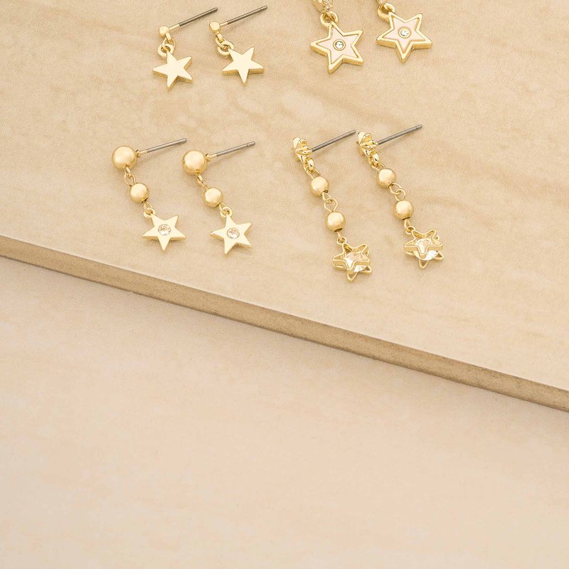 Shop Ettika Constellation Star Dangle 18k Gold Plated Earring Set Of 4