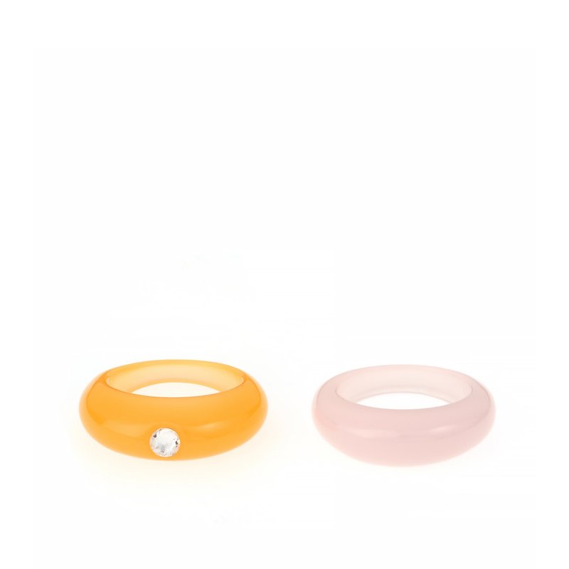 Ettika Creamsicle And Puff Pink Resin Ring Set