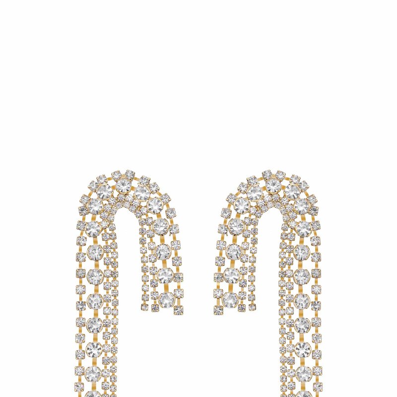 Shop Ettika Crystal Arch Chain 18k Gold Plated Statement Earrings