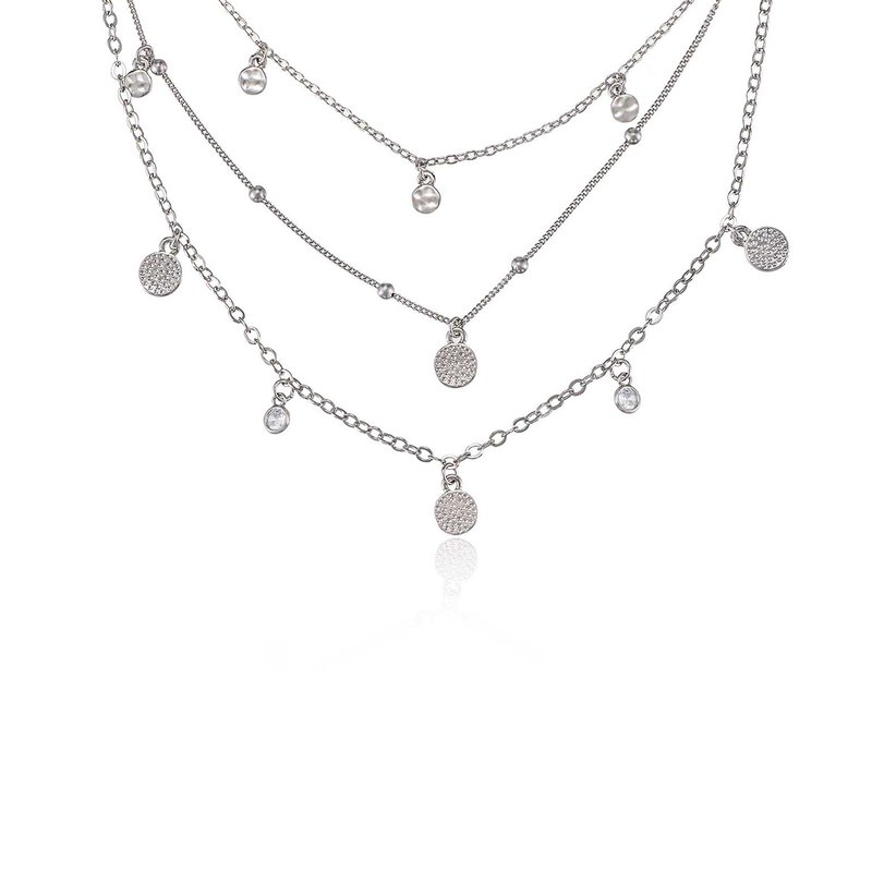 Ettika Crystal Detailed Triple Layer Necklace In Grey