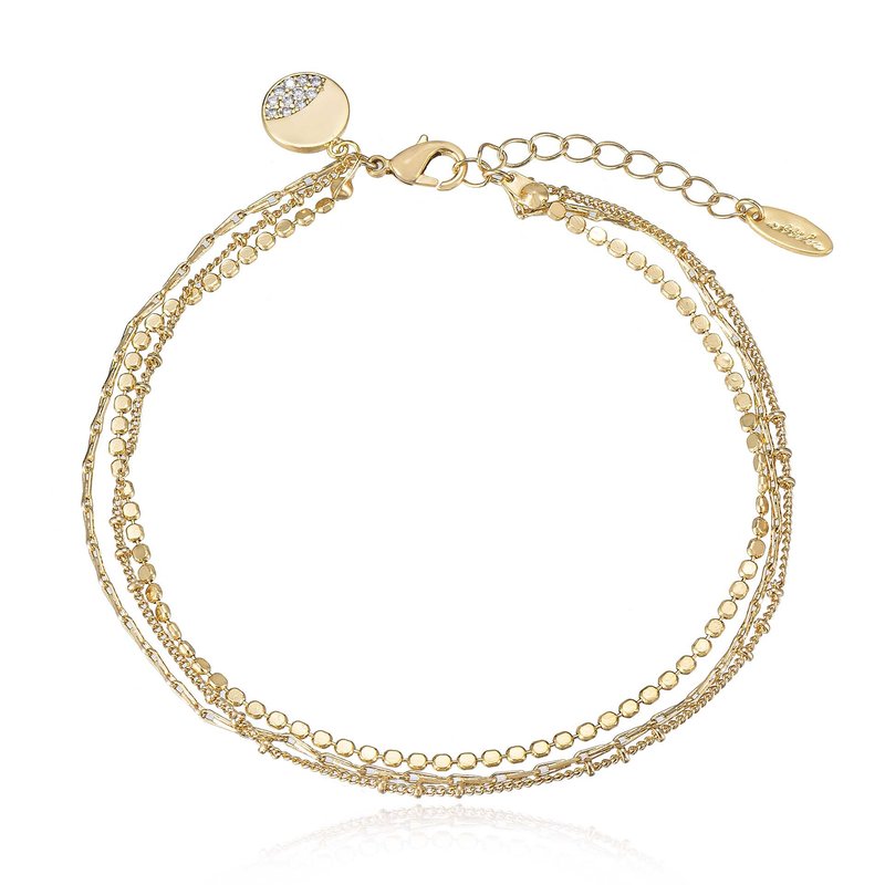 Ettika Crystal Dipped Multi 18k Gold Plated Chain Anklet