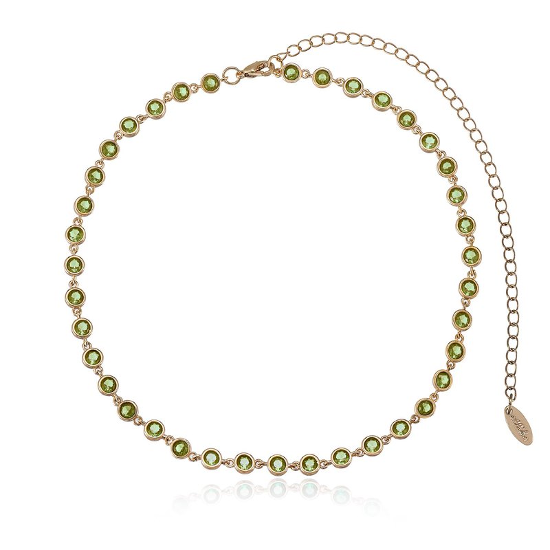 Ettika Crystal Disc And 18k Gold Plated Link Necklace In Green