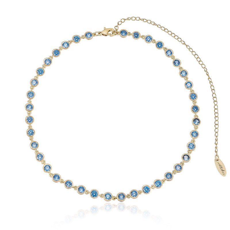 Ettika Crystal Disc And 18k Gold Plated Link Necklace In Blue