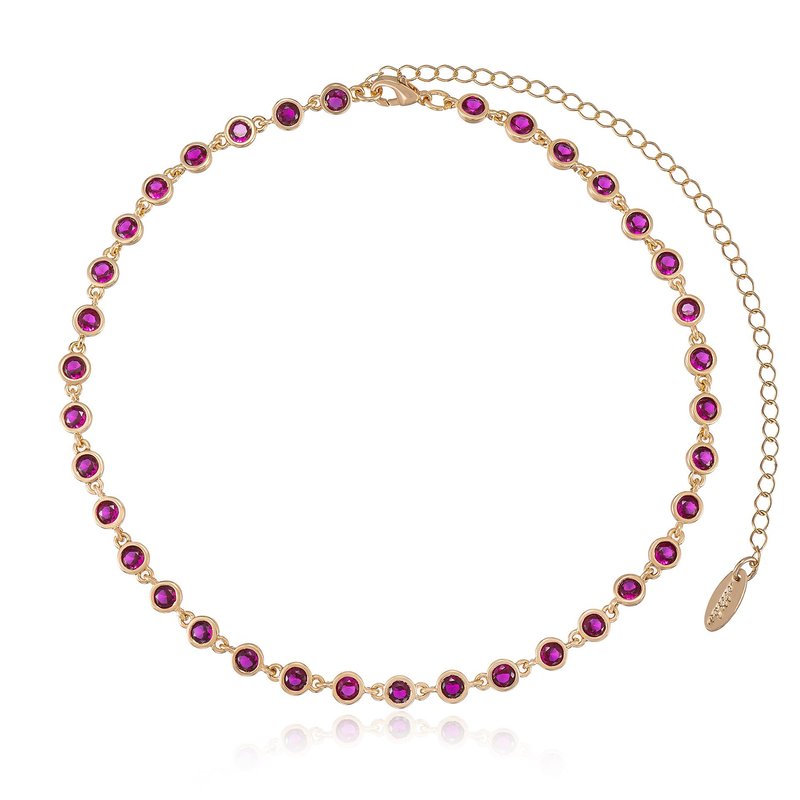 Ettika Crystal Disc And 18k Gold Plated Link Necklace In Purple