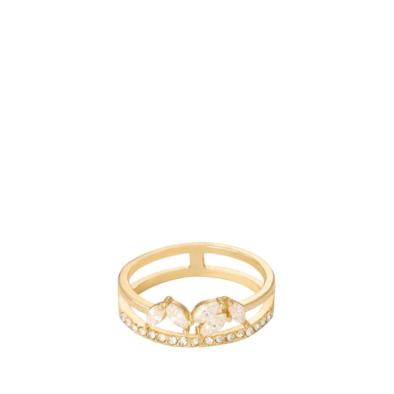 Ettika Crystal Double Illusion 18k Gold Plated Ring