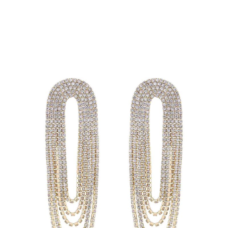 Ettika Crystal Drape Fringe Earrings In Gold