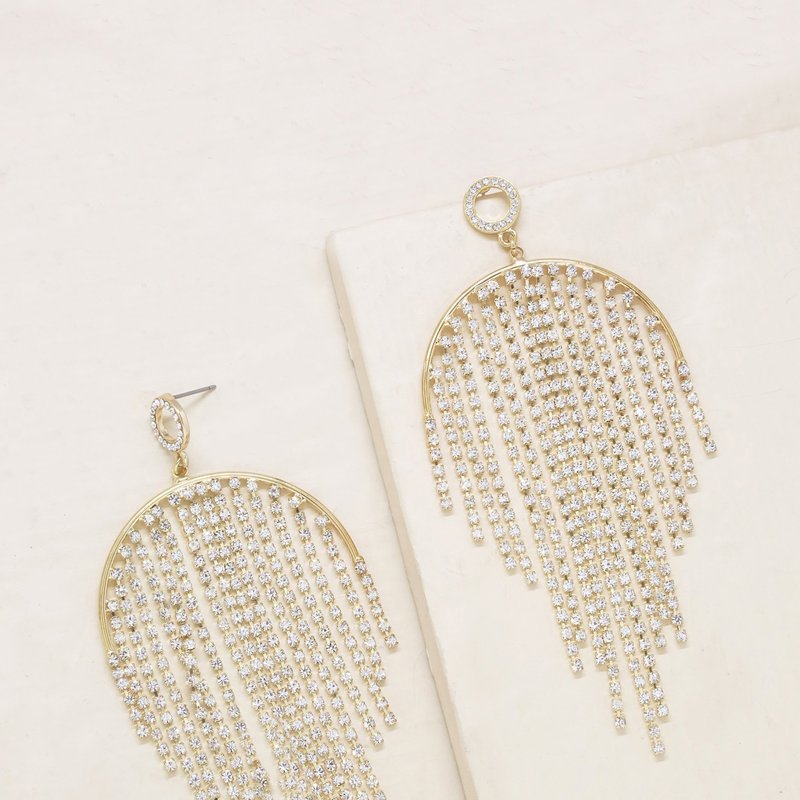 Ettika Crystal Elegance Fringe 18k Gold Plated Earrings