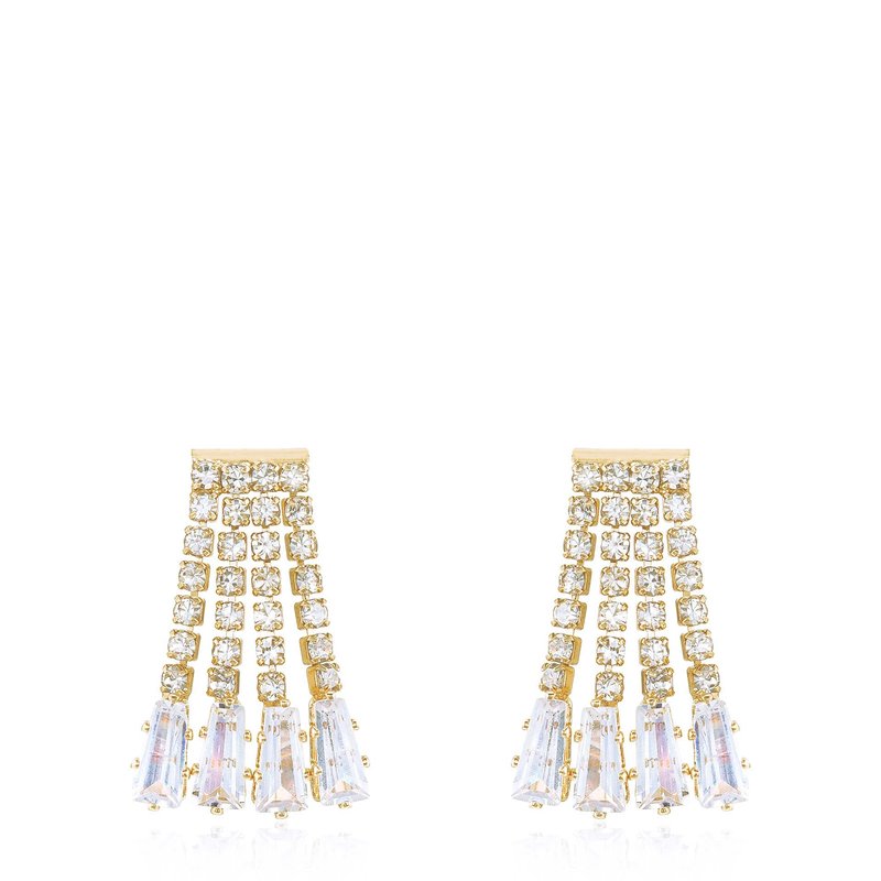 Shop Ettika Crystal Fringe 18k Gold Plated Dangle Stud Earrings