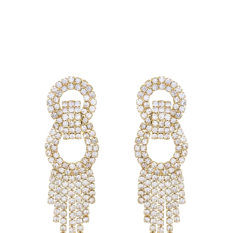 Ettika Crystal Gatsby 18k Gold Plated Statement Earrings
