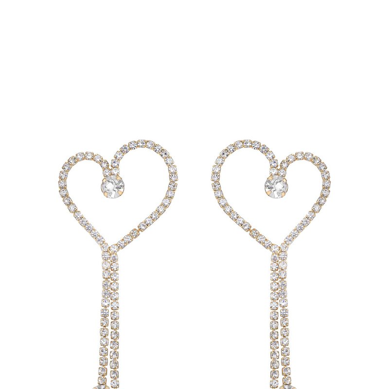 Shop Ettika Crystal Heart 18k Gold Plated Linear Drop Earrings