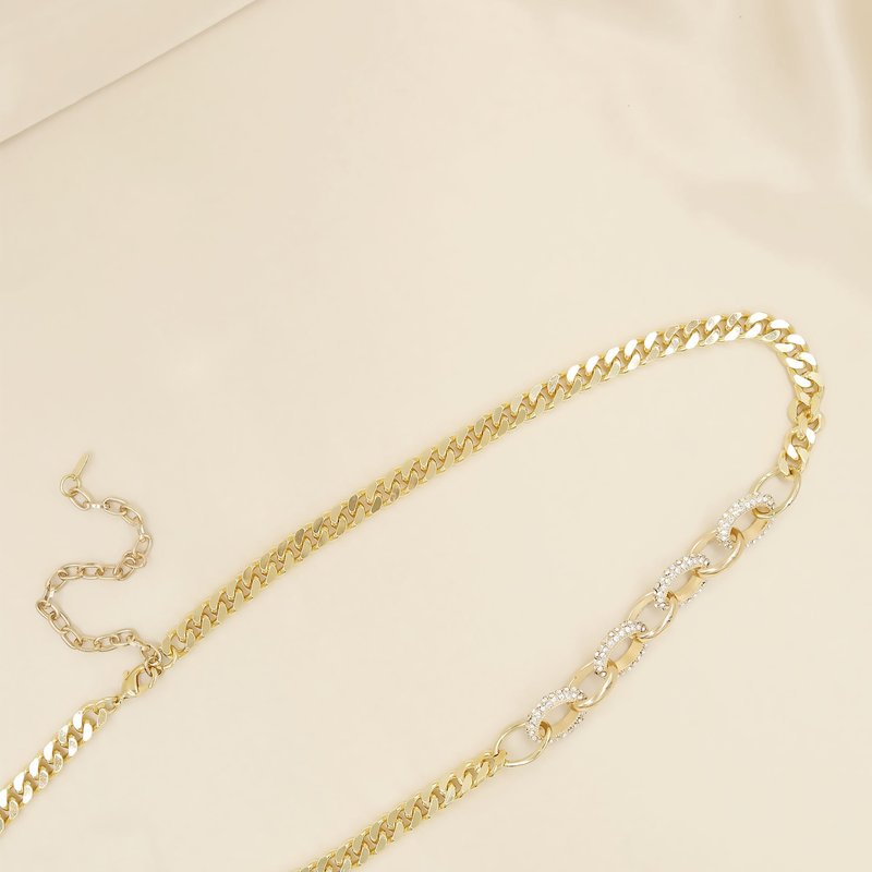 Ettika Crystal Interlocking Loops Chain Belt In Gold