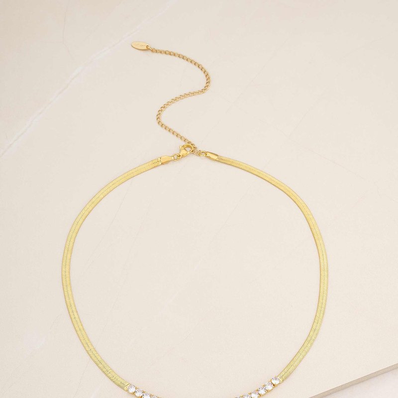 Shop Ettika Crystal Line Up 18k Gold Plated Snake Chain Necklace