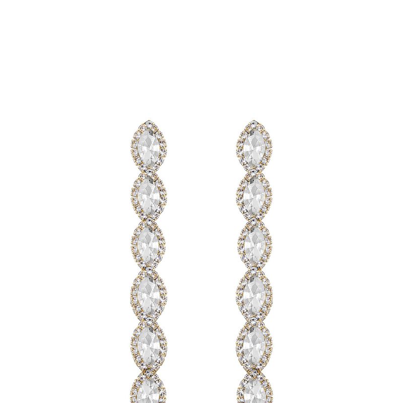 Ettika Crystal Occasion 18k Gold Plated Dangle Earrings In White