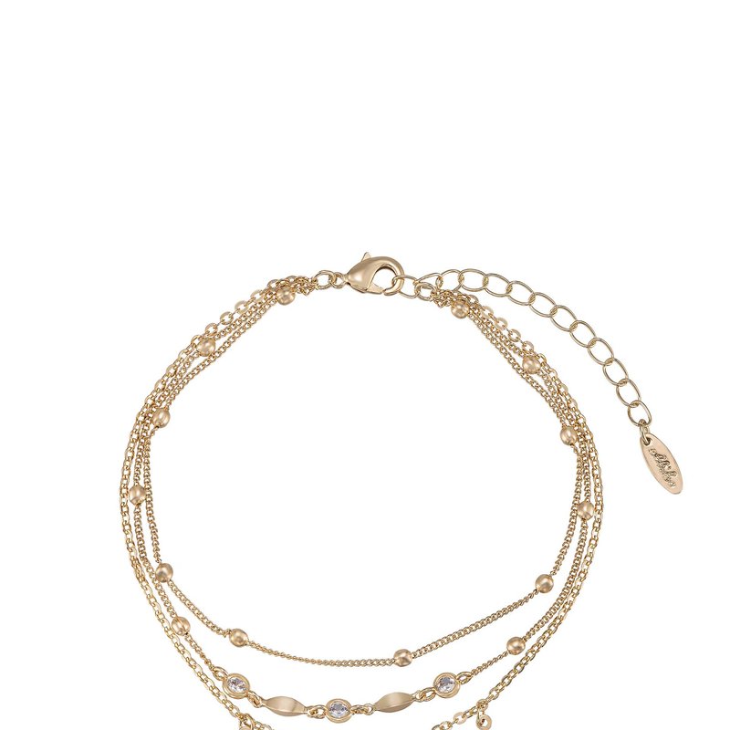 Ettika Crystal Star Searcher Charm Anklet In Gold