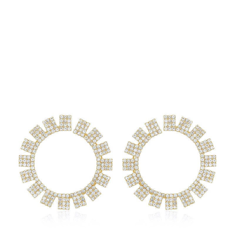 Ettika Crystal Sunbeam 18k Gold Plated Earrings