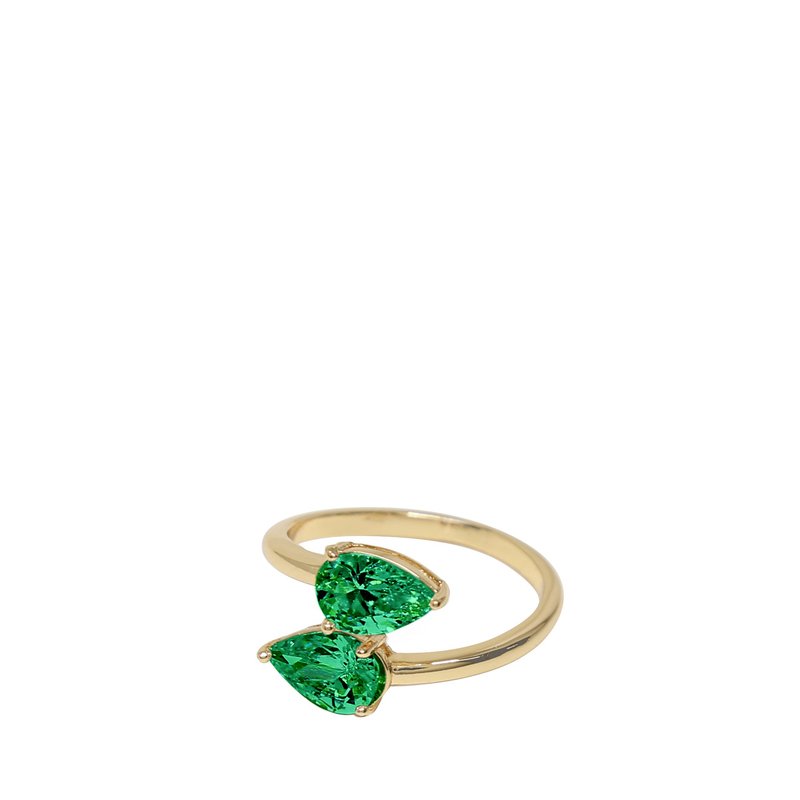 Ettika Crystal Teardrop Wrap Ring In Green Crystals
