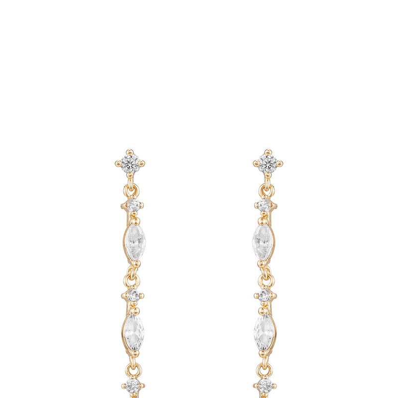 Shop Ettika Dainty Linear Crystal Drop 18k Gold Plated Earrings