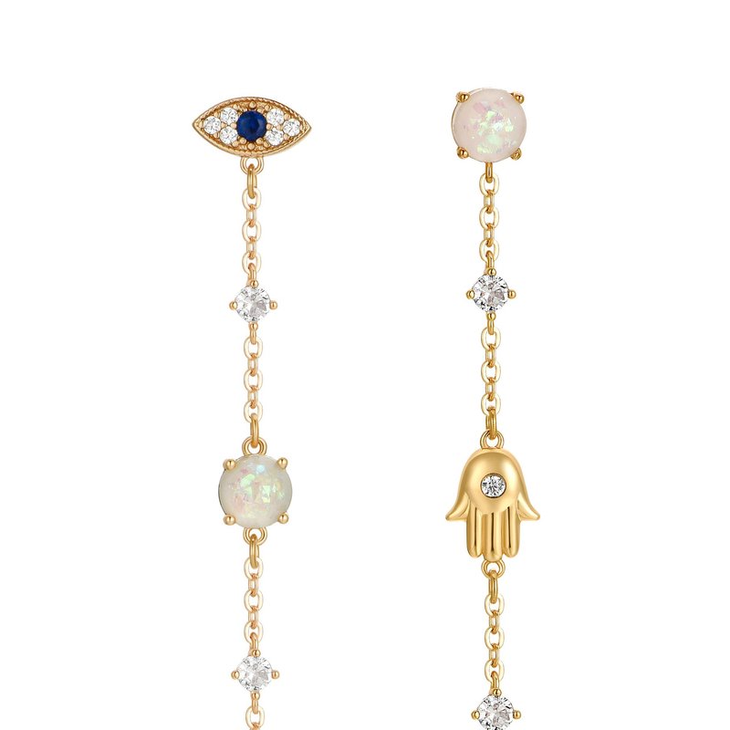 Ettika Dangle Opal And Charms Earrings In Gold