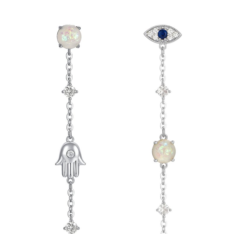 Shop Ettika Dangle Opal And Charms Earrings In Grey