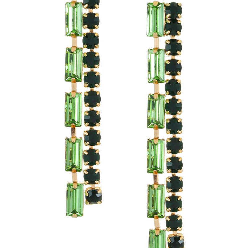 Ettika Date Night Crystal Drop 18k Gold Plated Earrings In Green