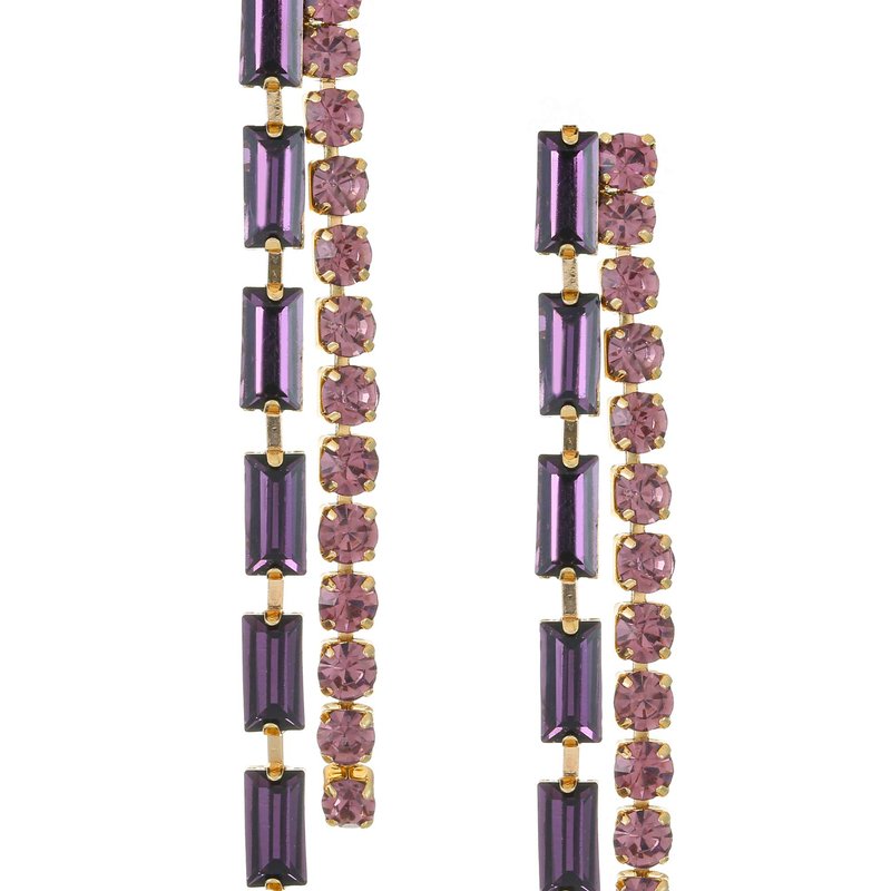 Ettika Date Night Crystal Drop 18k Gold Plated Earrings In Purple