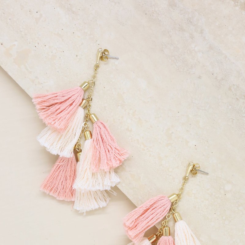 Ettika Daydreamer Tassel Earrings In Peach And Gold In Pink