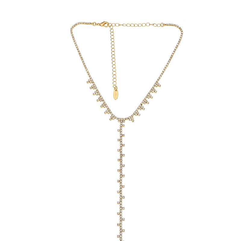 Ettika Deep Drop Crystal 18k Gold Plated Lariat Necklace