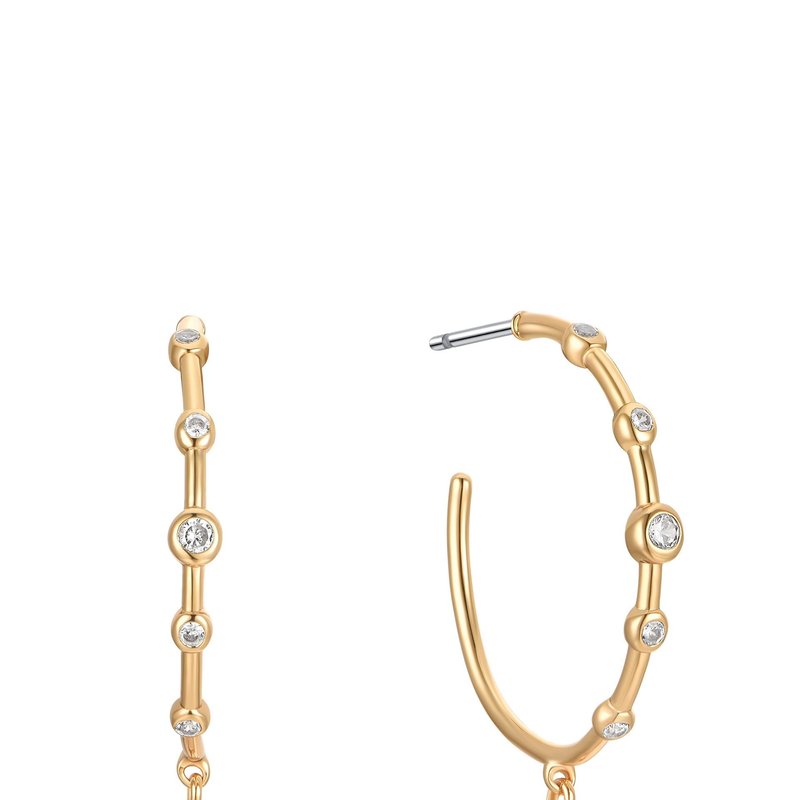 Shop Ettika Delicate Crystal Charm 18k Gold Plated Hoop Earrings