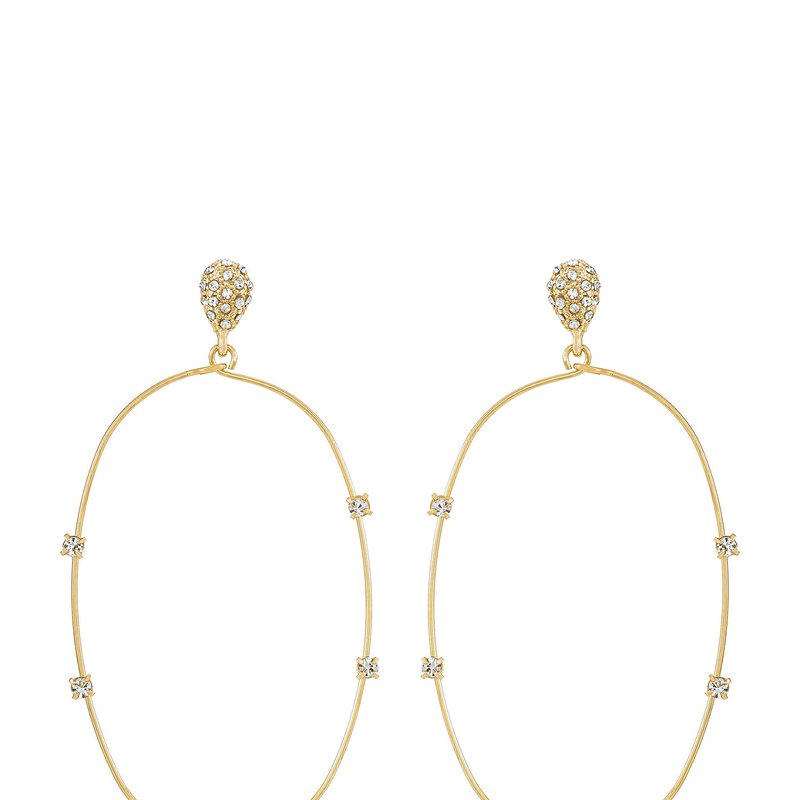 Shop Ettika Delicate Crystal Large Oval Hoop Earrings In Gold