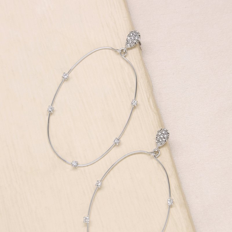 Ettika Delicate Crystal Large Oval Hoop Earrings In Silver