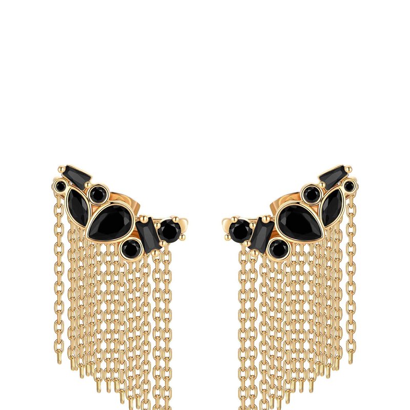 Ettika Dolled Up Three-in-one 18k Gold Plated Ear Crawlers In Black