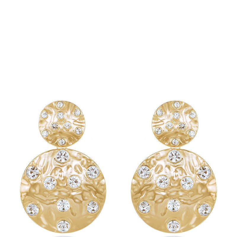 Shop Ettika Double Crystal Studded Disc 18k Gold Plated Earrings