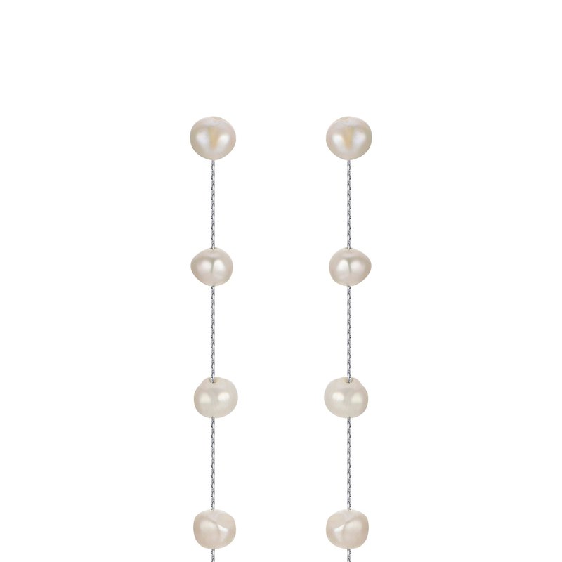 Shop Ettika Dripping Pearl Delicate Drop Earrings In White
