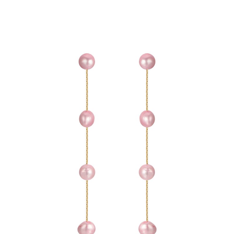 Shop Ettika Dripping Pearl Delicate Drop Earrings In Pink