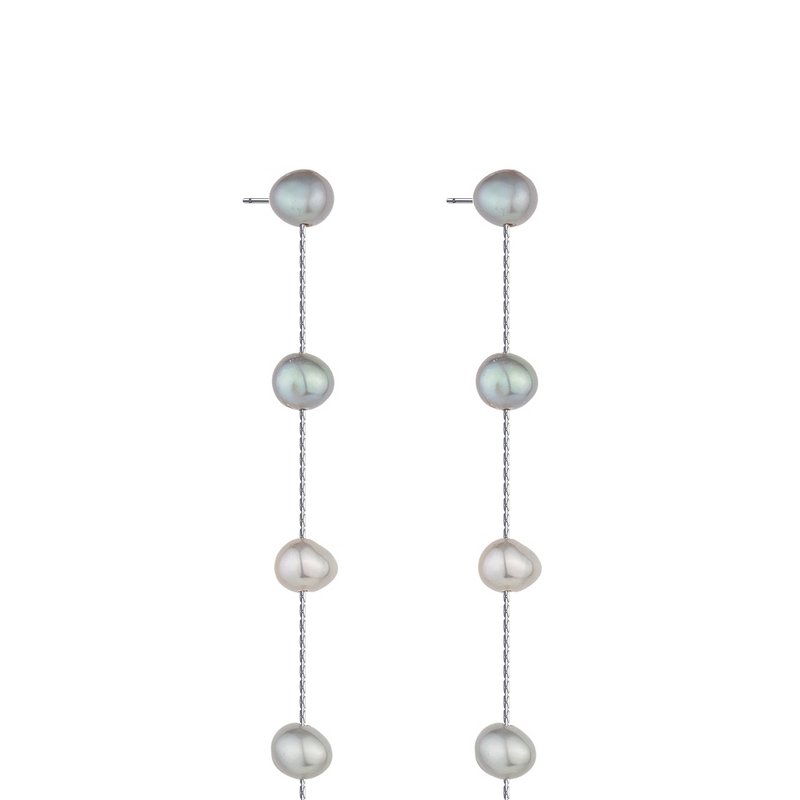 Ettika Dripping Pearl Delicate Drop Earrings In Grey