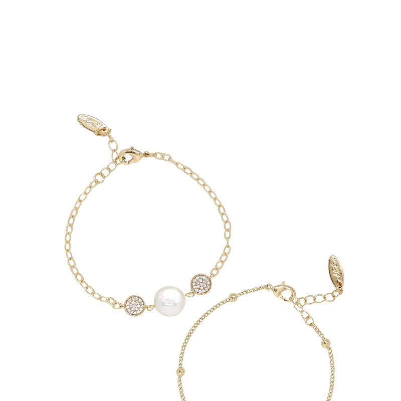 Ettika Duchess Pearl 18k Gold Plated Bracelet Set