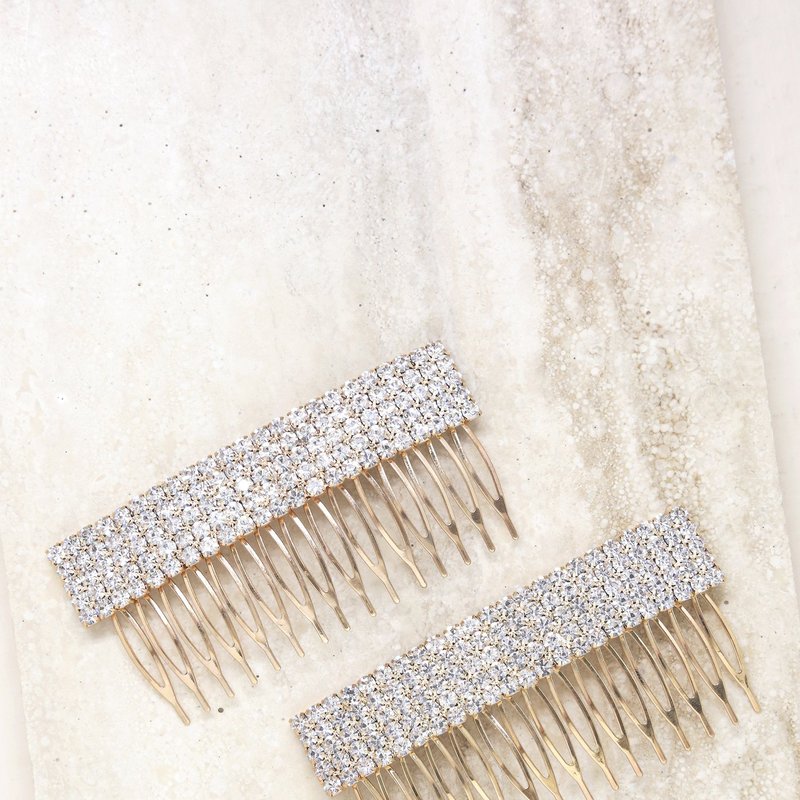 Ettika Dynasty Hair Comb Set In Crystal In Gold