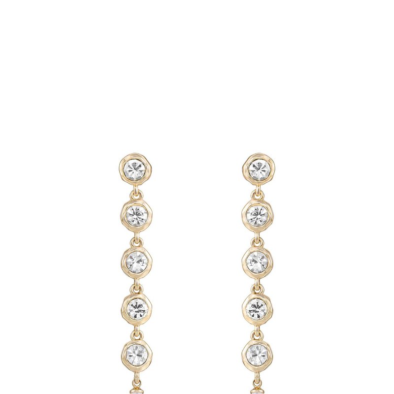 Shop Ettika Elegantly Modern Crystal And Pearl 18k Gold Plated Dangle Earrings
