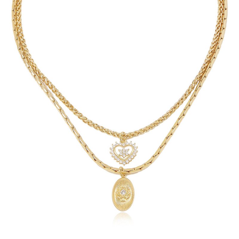 Ettika Eternal Love 18k Gold Plated Layered Chain Necklace