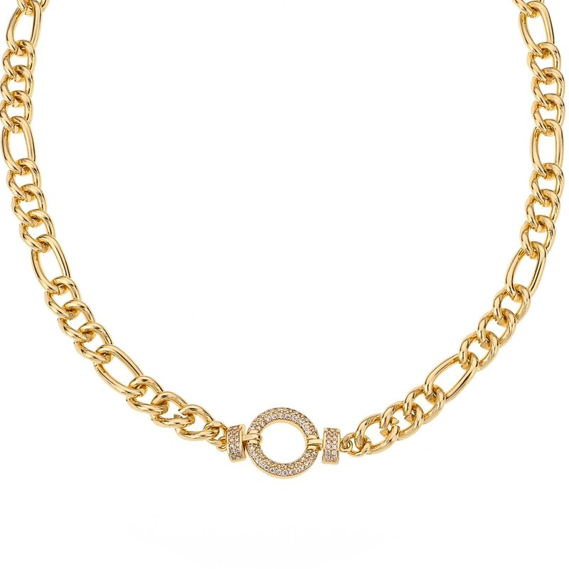 Ettika Eternity Crystal Circle 18k Gold Plated Chain Link Necklace