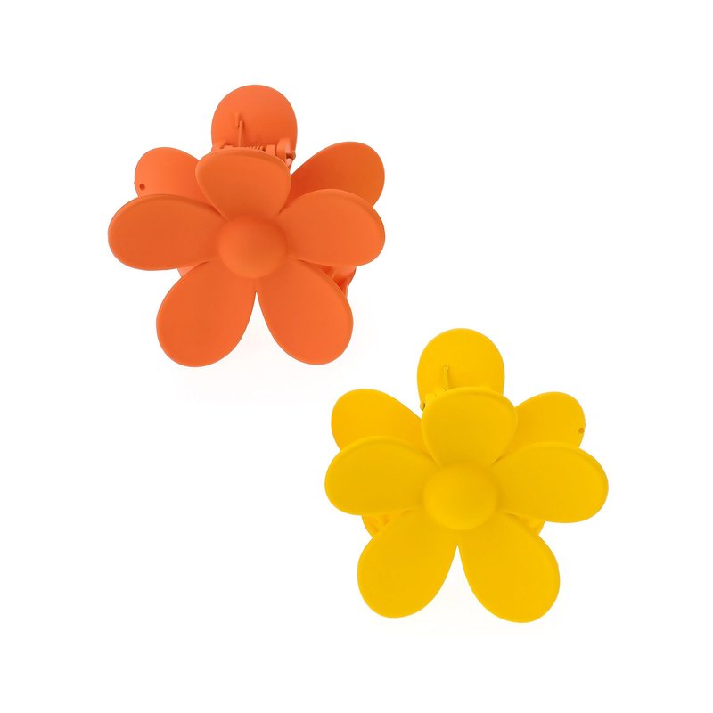 Ettika Flower Power Daisy Hair Claw Set In Orange