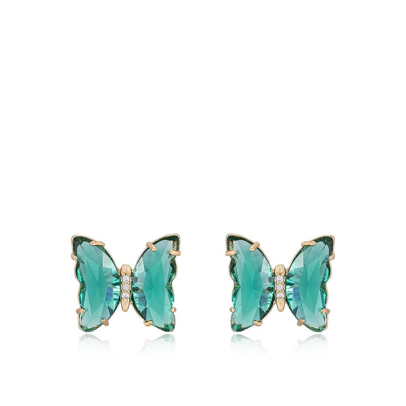 Ettika Flutter Away Crystal 18k Gold Plated Earrings In Green