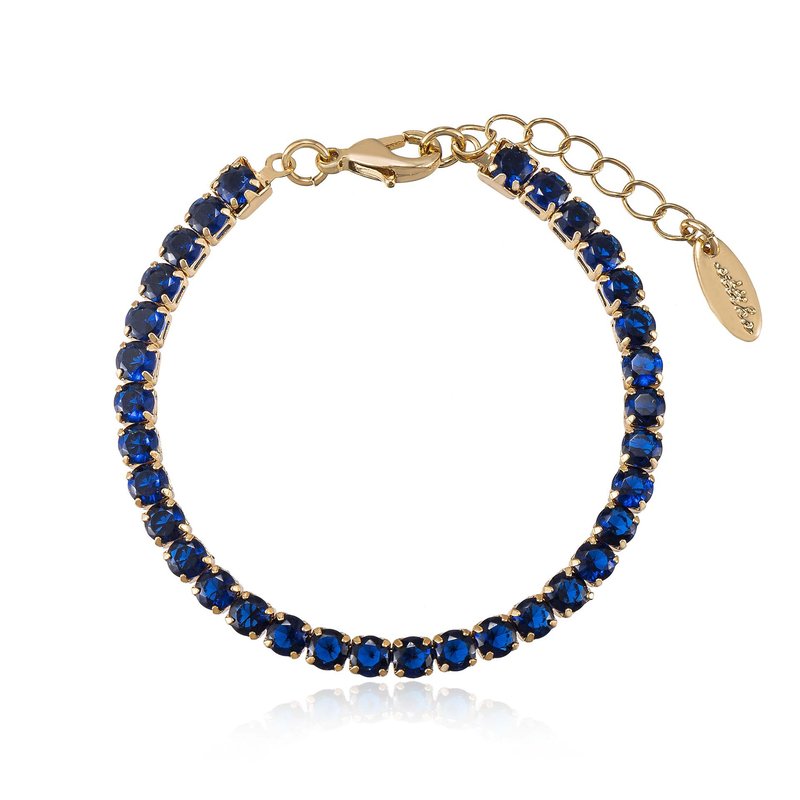 Shop Ettika Giselle Sparkle Crystal 18k Gold Plated Bracelet In Blue